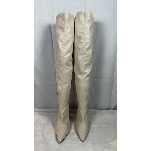 Forever‎ 21 Women's Faux Leather Over-the-Knee Boots in Cream Size 6 - Picture 3 of 9